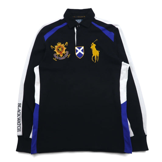 Polo by Ralph Lauren ビッグポニー ラガーシャツ S ブラック ピマコットン ナンバリング BLACK WATCH POLO TEAM