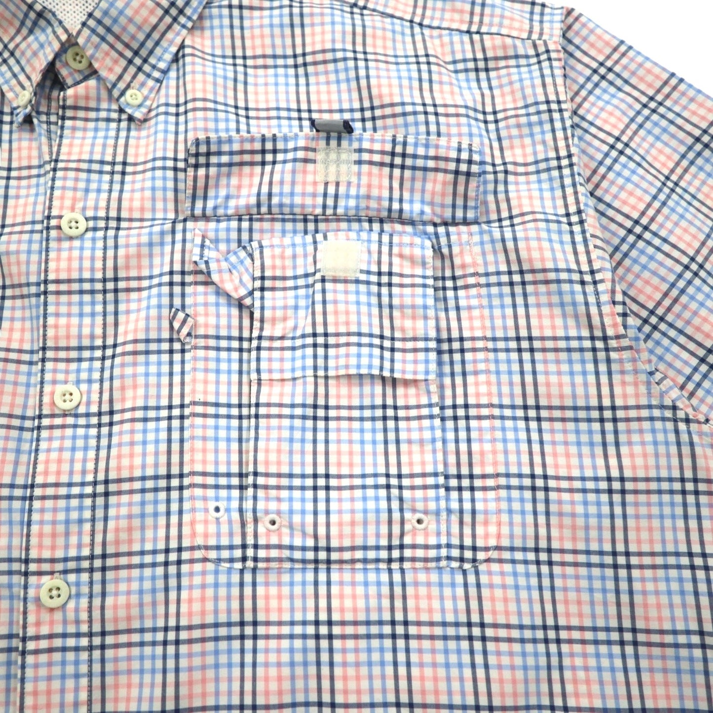Columbia PFG Super Bahama UVカット オムニシェード バハマ フィッシングシャツ L ホワイト ブルー チェック ナイロン FM7190
