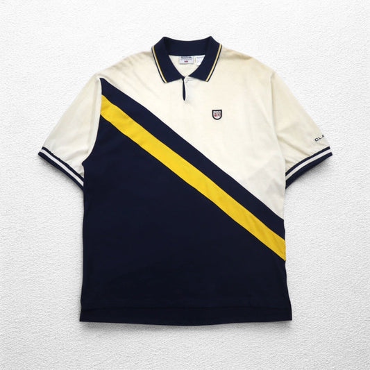 Reebok CLASSIC ラインデザイン ポロシャツ XL クリーム ネイビー コットン 未使用品