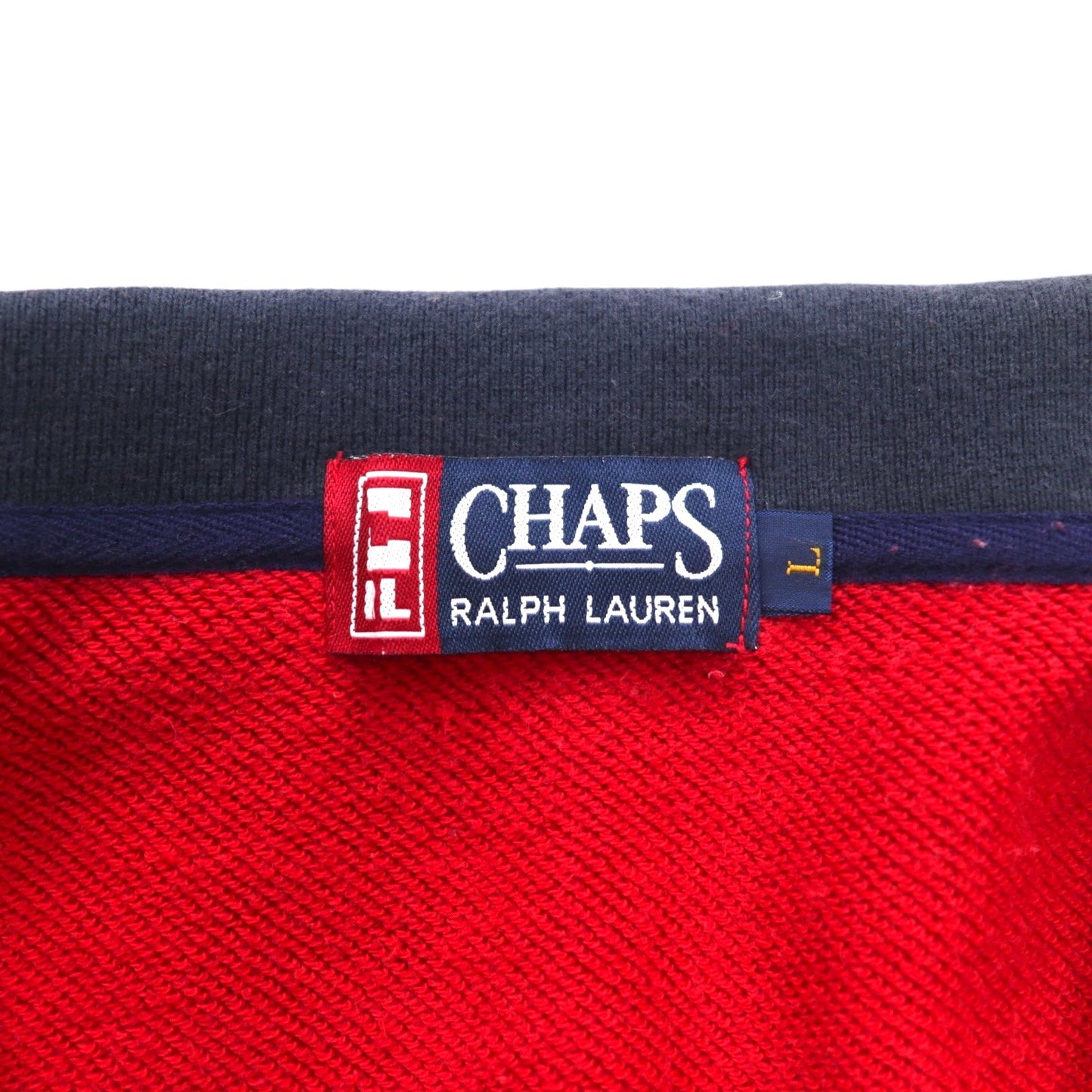 CHAPS RALPH LAUREN 90年代 ハーフジップ スウェット L レッド コットン ドローコード