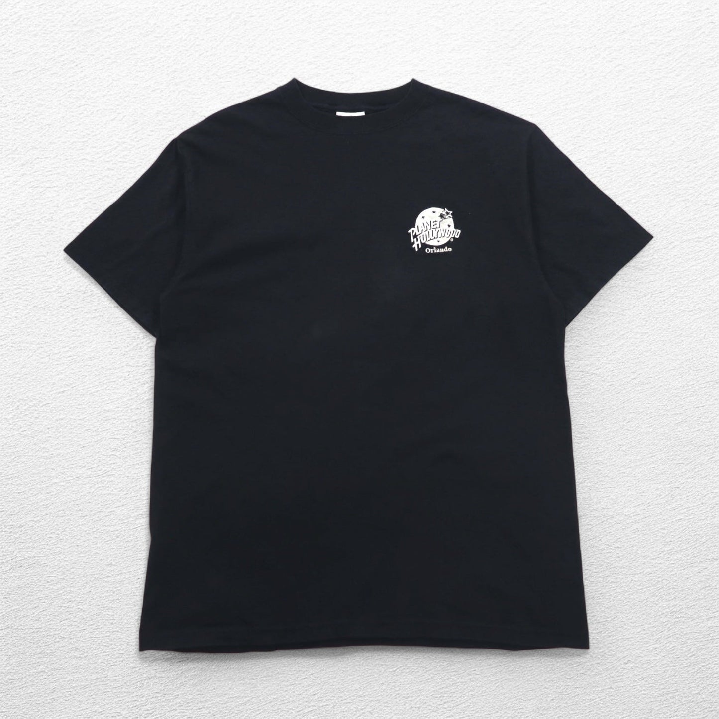 PLANET HOLLYWOOD 90年代 USA製 アドバタイジング Tシャツ L ブラック ワンポイントロゴ刺繍