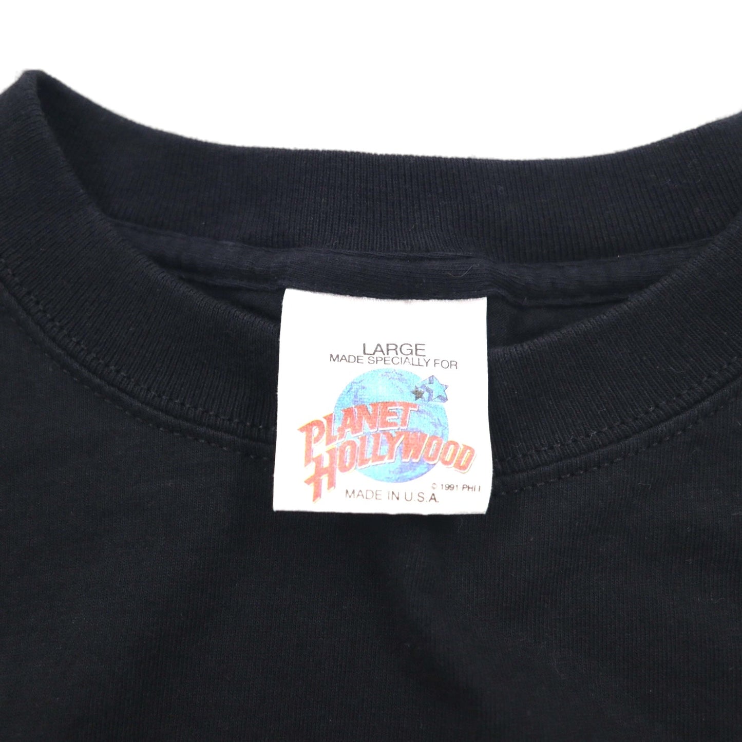 PLANET HOLLYWOOD 90年代 USA製 アドバタイジング Tシャツ L ブラック ワンポイントロゴ刺繍