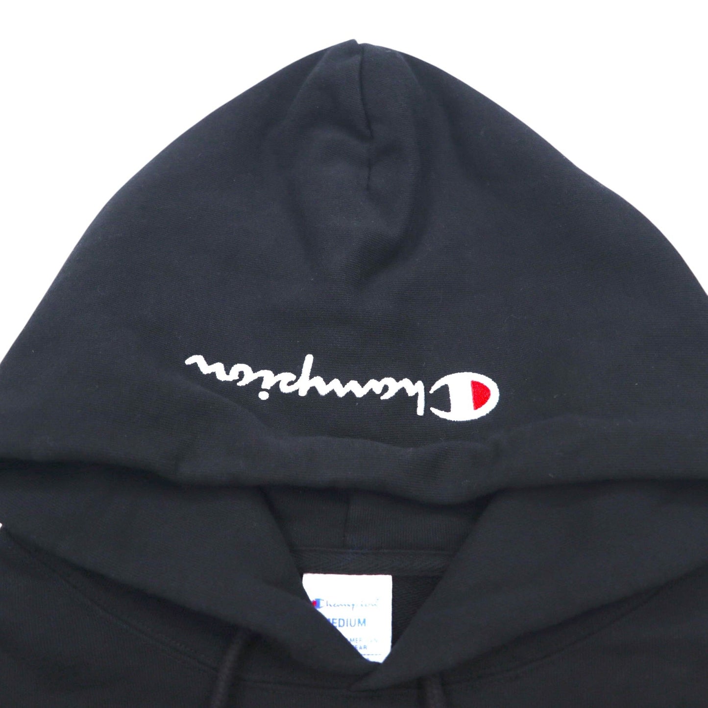 Champion プルオーバー スウェット パーカー M ブラック コットン ビッグロゴ C3-R101