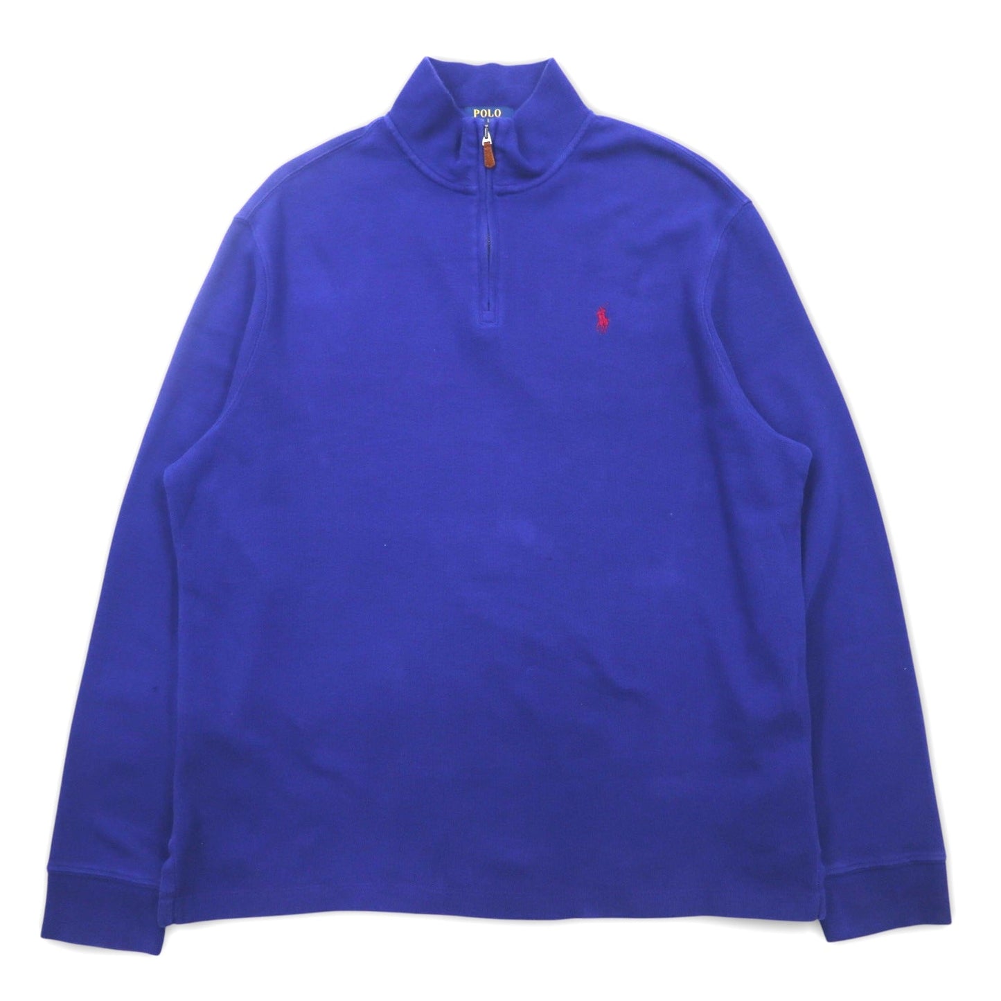 POLO RALPH LAUREN ハーフジップ スウェット L ブルー コットン ESTATE RIB スモールポニー刺繍