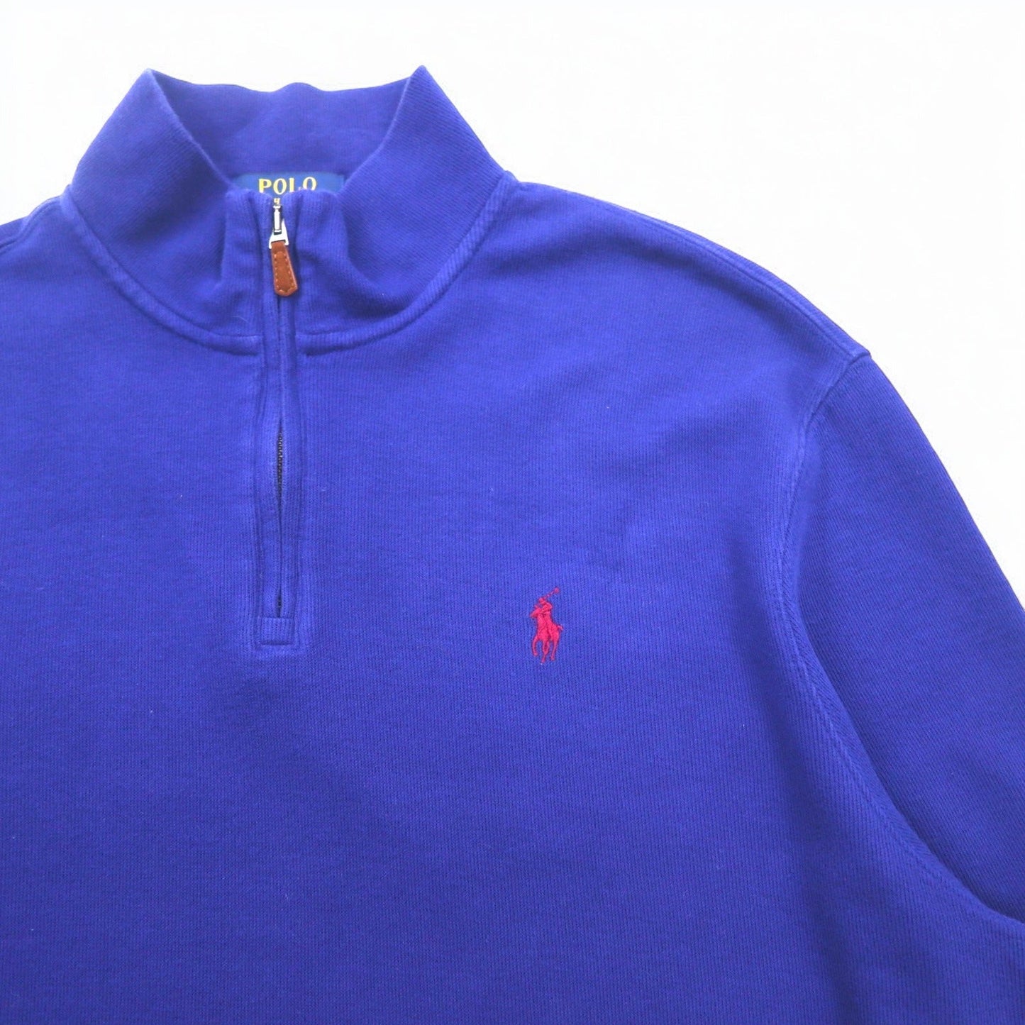 POLO RALPH LAUREN ハーフジップ スウェット L ブルー コットン ESTATE RIB スモールポニー刺繍