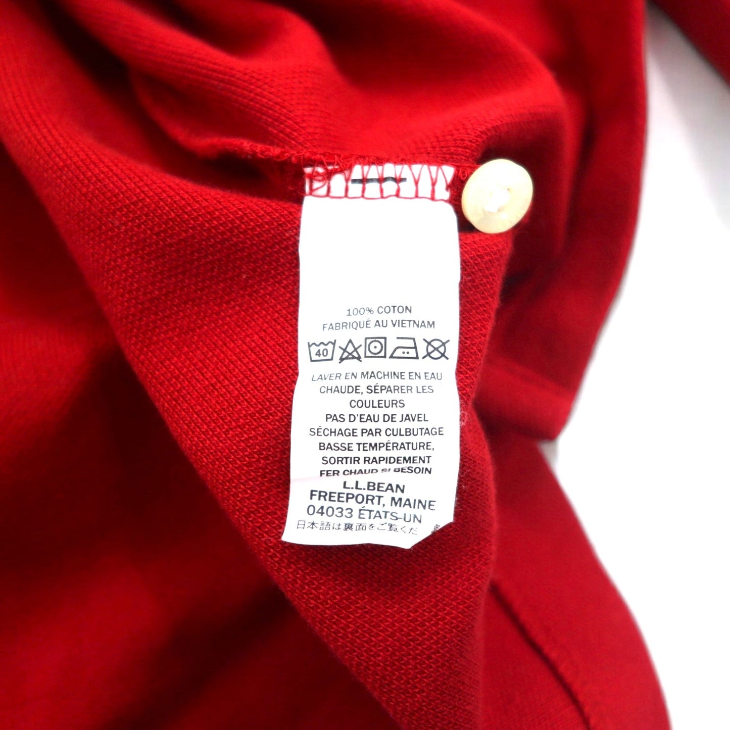 L.L.Bean 長袖 ポロシャツ L レッド コットン 鹿の子 TRADITIONAL FIT 300459
