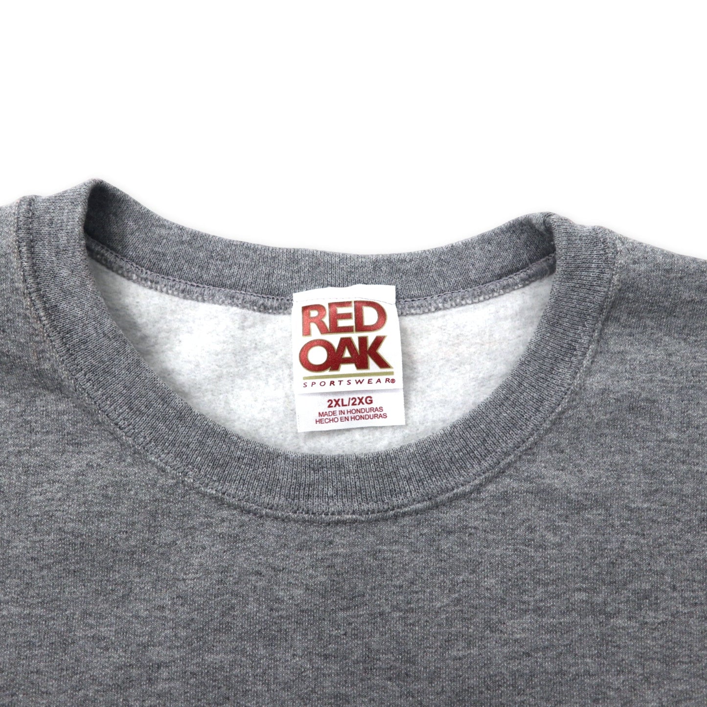 RED OAK カレッジ プリントスウェット 2XL グレー コットン 裏起毛 ARKANSAS ビッグサイズ ホンジュラス製