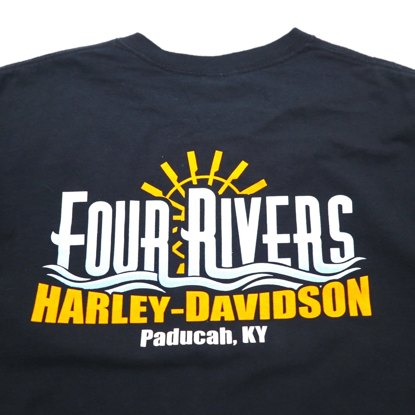 HARLEY DAVIDSON 両面プリント Tシャツ L ブラック コットン FOUR RIVERS