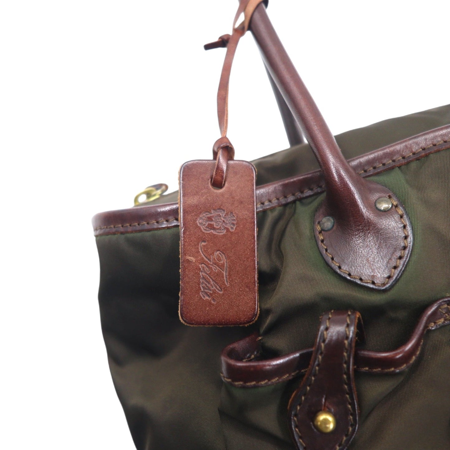 Felisi イタリア製 トートバッグ ショルダーバッグ カーキ ナイロン レザー F00102