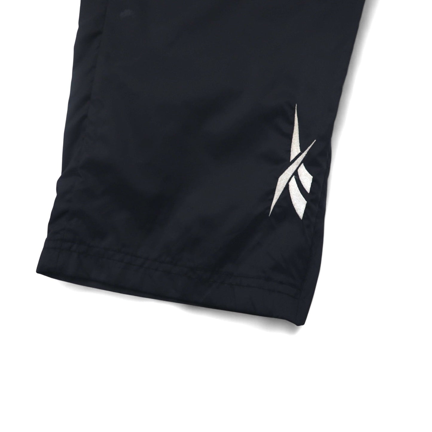 Reebok 90年代 ナイロン トラックパンツ ジャージ M ブラック ベクターロゴ刺繍 スリット 裾ジップ