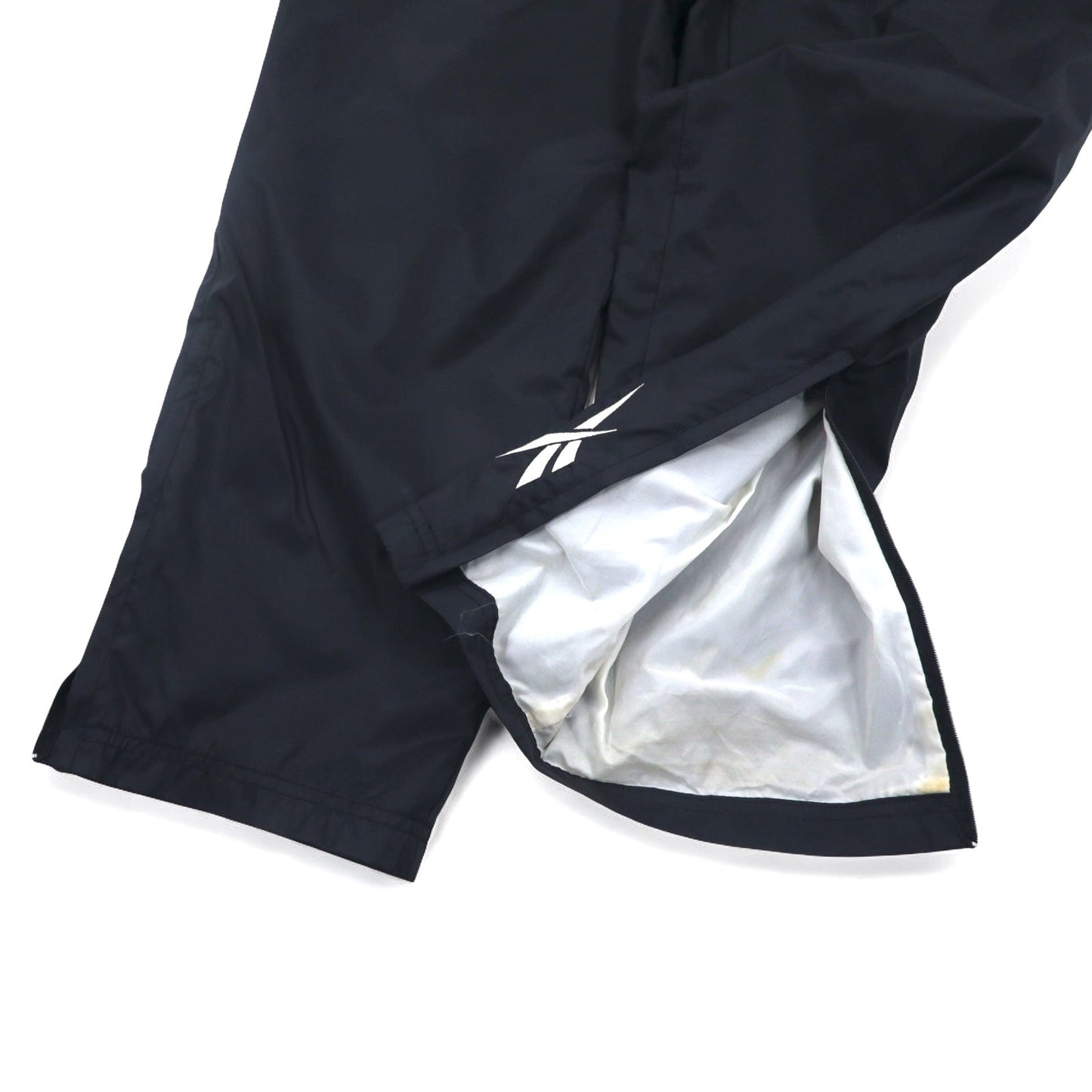 Reebok 90年代 ナイロン トラックパンツ ジャージ M ブラック ベクターロゴ刺繍 スリット 裾ジップ