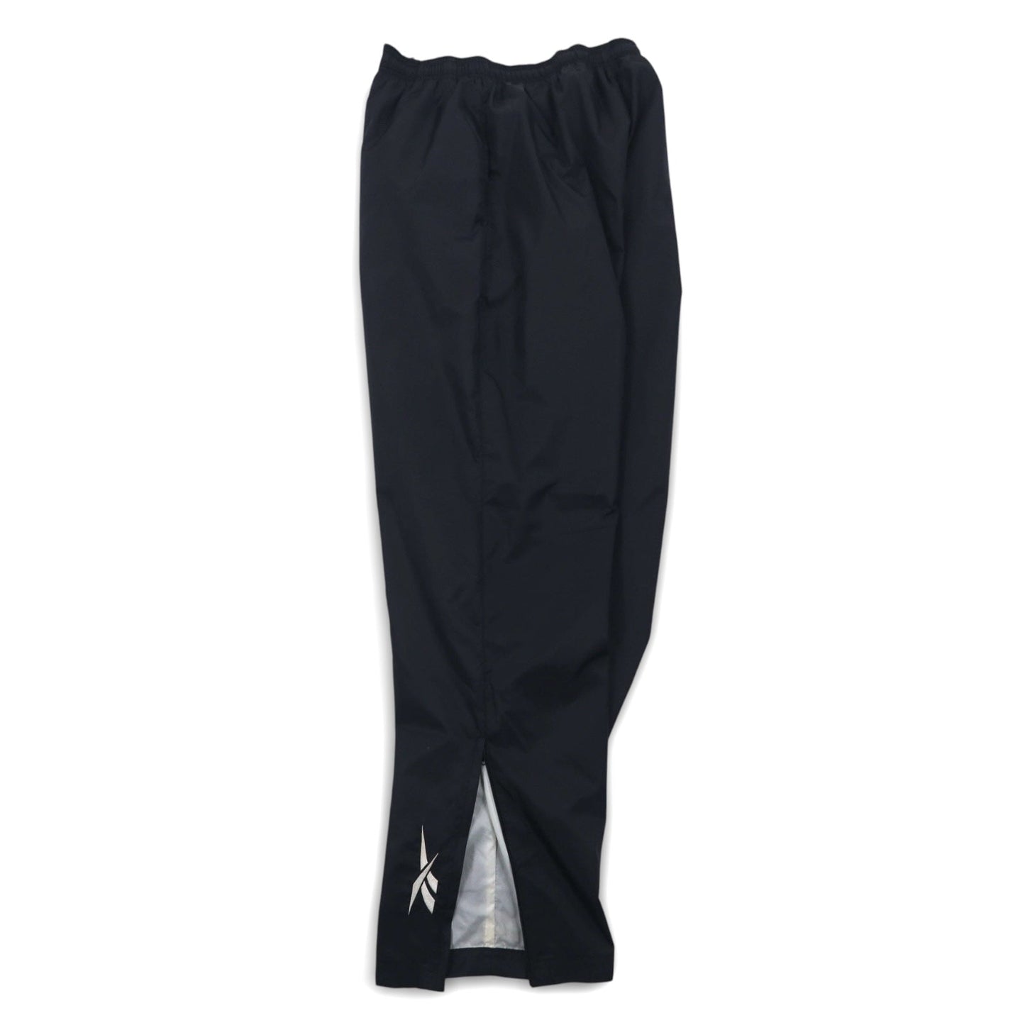 Reebok 90年代 ナイロン トラックパンツ ジャージ M ブラック ベクターロゴ刺繍 スリット 裾ジップ