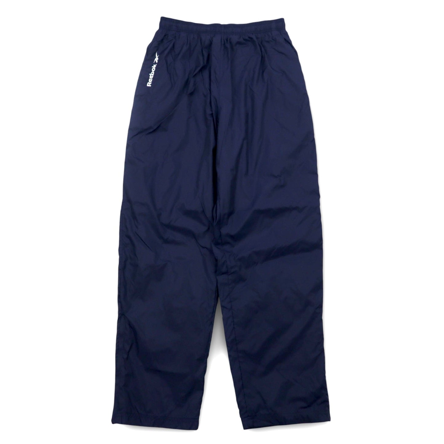 Reebok 90年代 ナイロン トラックパンツ ジャージ L ネイビー ベクターロゴ刺繍 スリット 裾ジップ