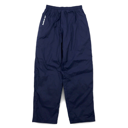 Reebok 90年代 ナイロン トラックパンツ ジャージ L ネイビー ベクターロゴ刺繍 スリット 裾ジップ