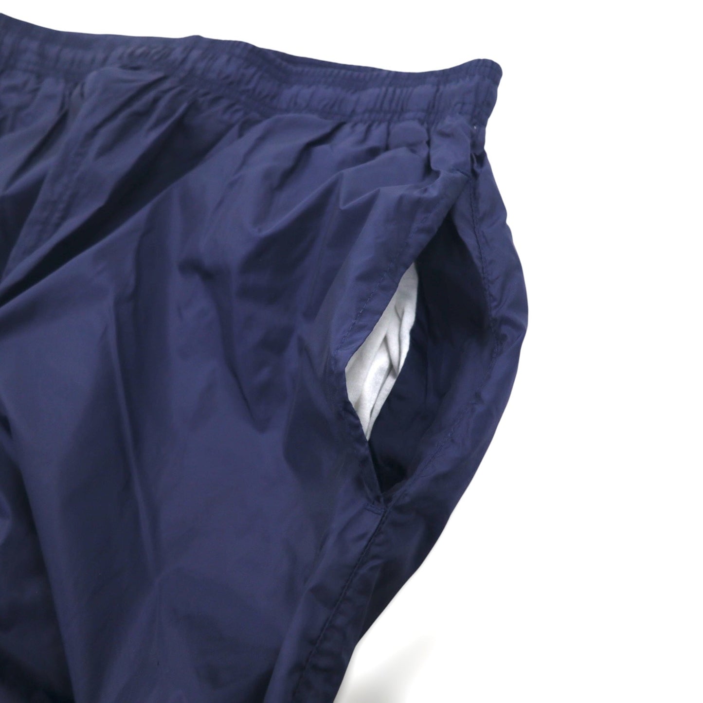 Reebok 90年代 ナイロン トラックパンツ ジャージ L ネイビー ベクターロゴ刺繍 スリット 裾ジップ