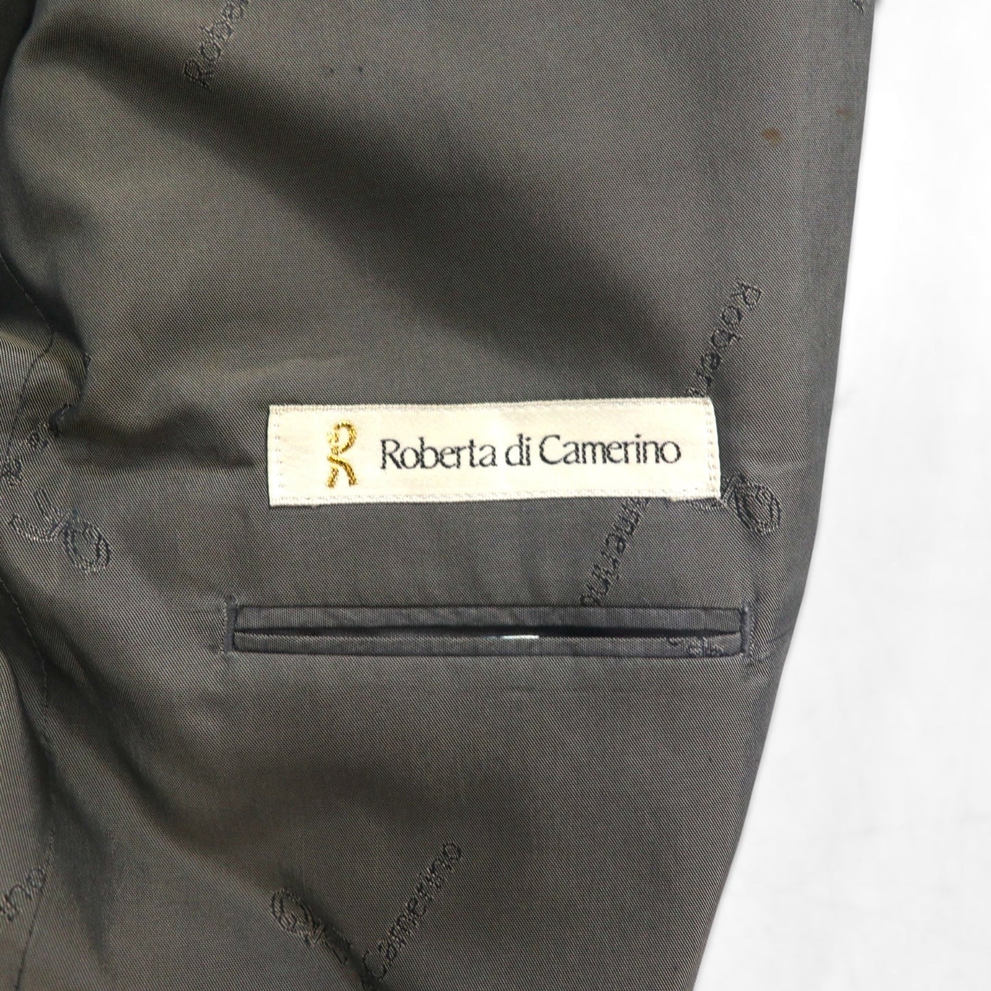90s Japan Vintage Double-breasted Blazer Roberta di Camerino 日本製 ヘリンボーン ダブル テーラードジャケット M グレー ウール