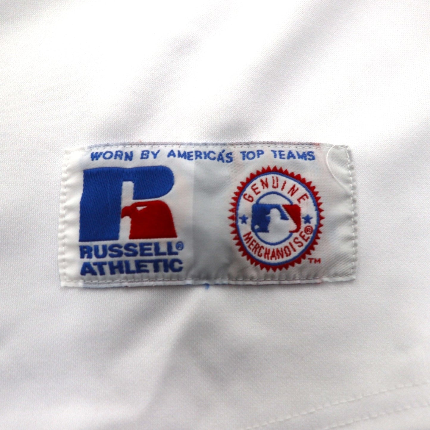 RUSSELL ATHLETICS 90年代 MLB ベースボールシャツ L ホワイト ポリエステル Braves ナンバリング