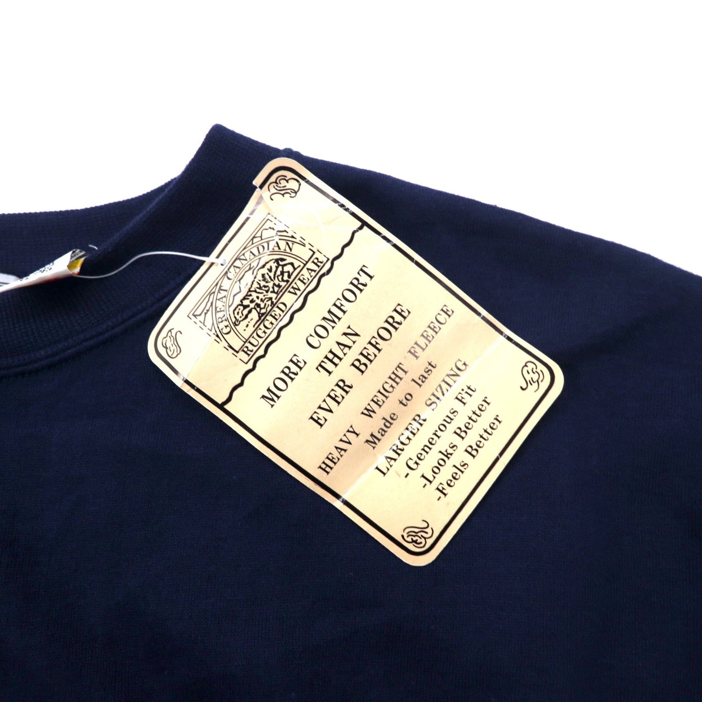 GREAT CANADIAN RUGGED WEAR 90年代 刺繍 スウェット XL ネイビー ポリエステル コットン 裏起毛 AUTHENTIC HAND TIED FLIES 未使用品