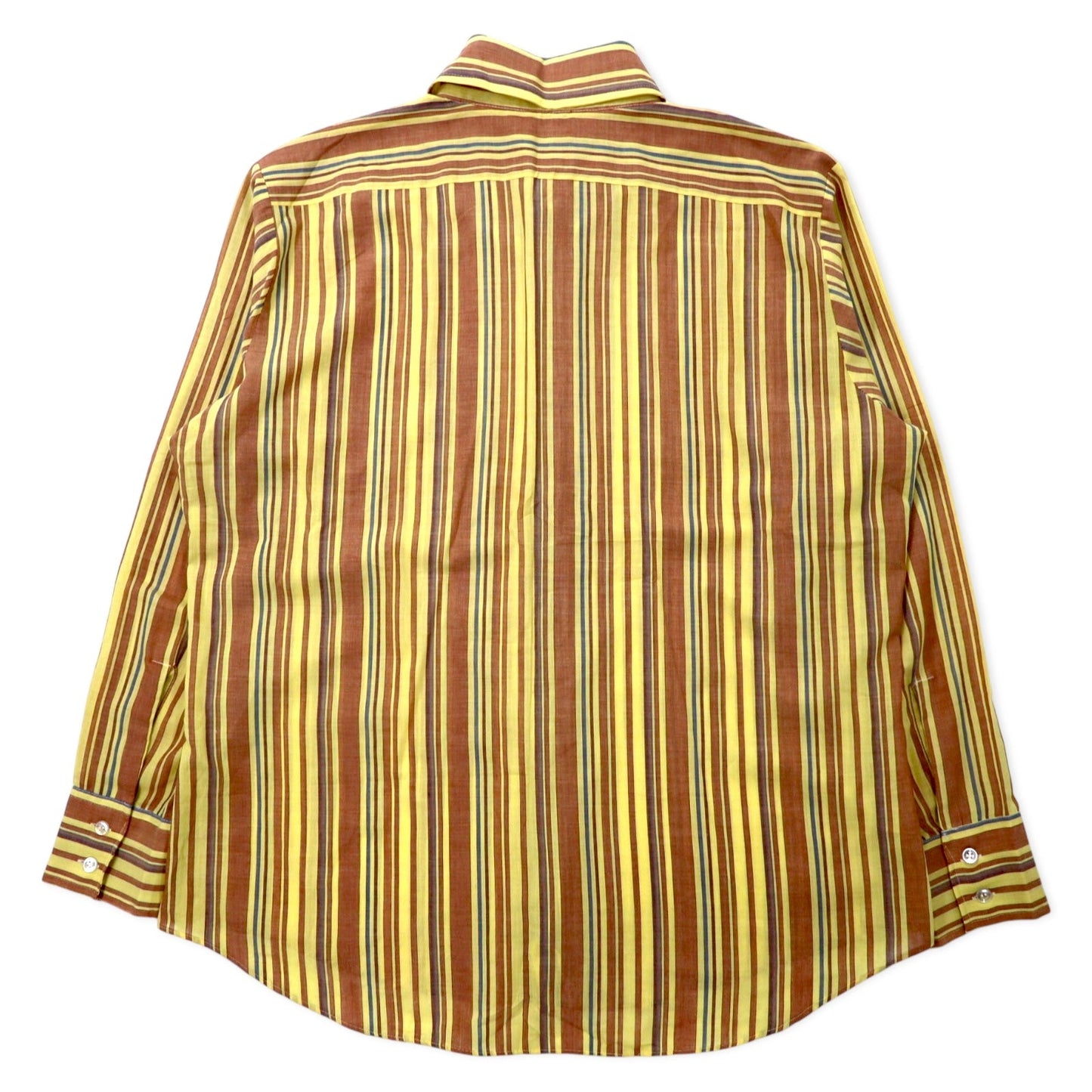 Sears 70年代 KINGS ROAD ドレスシャツ L イエロー ストライプ ポリエステル コットン PERMA-PREST
