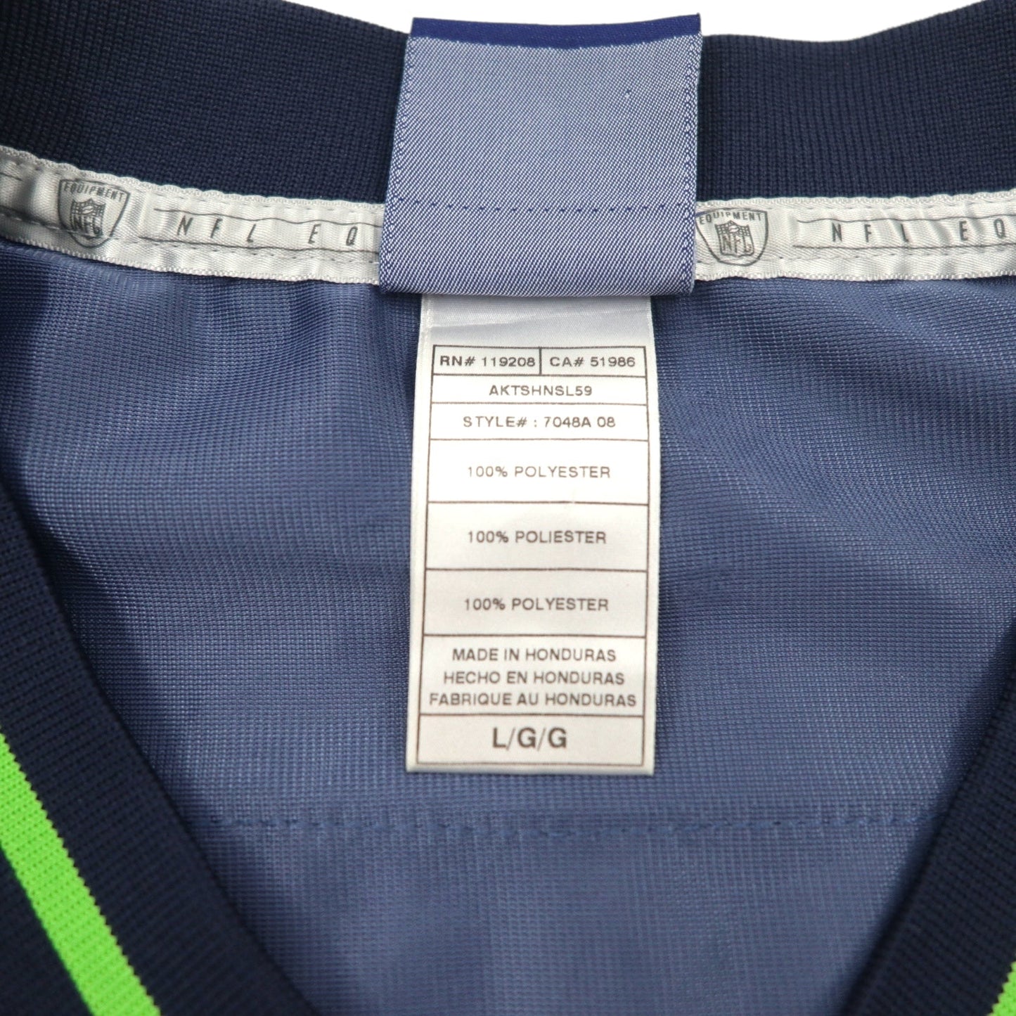 REEBOK ゲームシャツ L ネイビー ポリエステル ナンバリング NFL SEATTLE SEAHAWKS フットボール ユニフォーム
