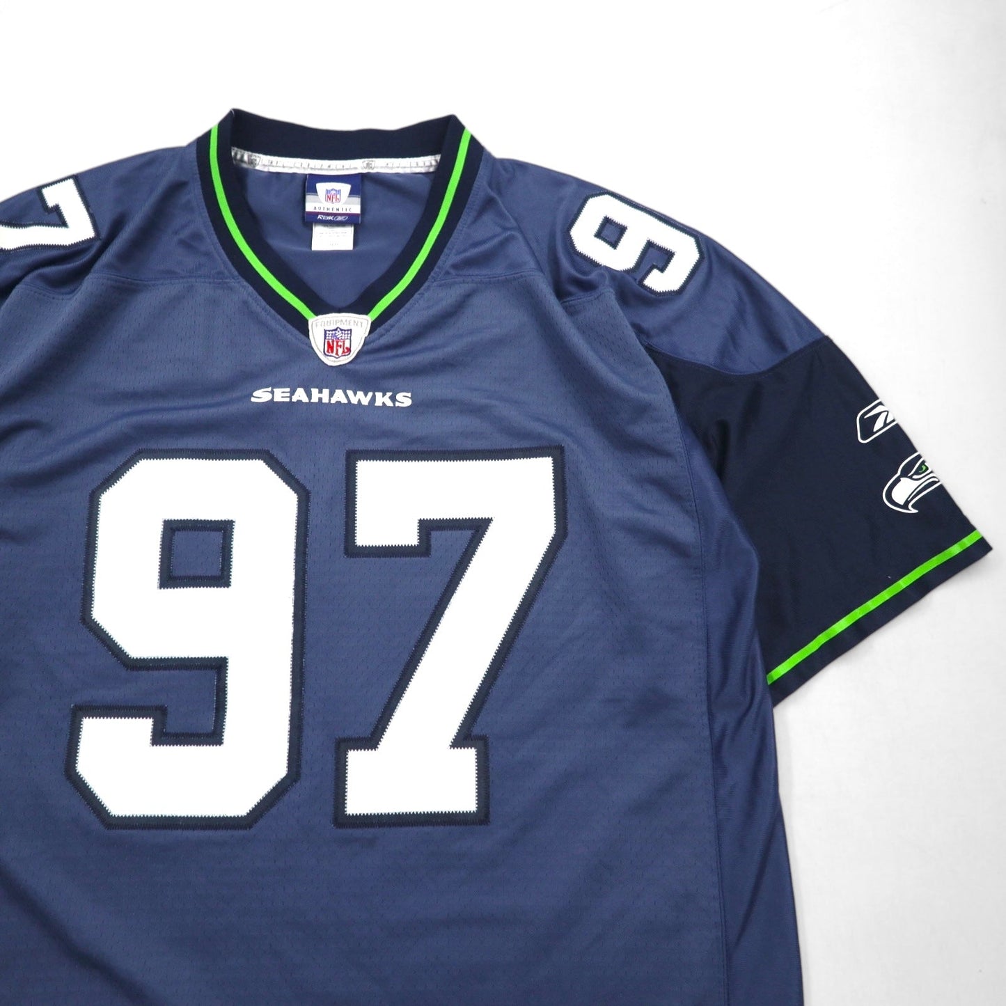 REEBOK ゲームシャツ L ネイビー ポリエステル ナンバリング NFL SEATTLE SEAHAWKS フットボール ユニフォーム