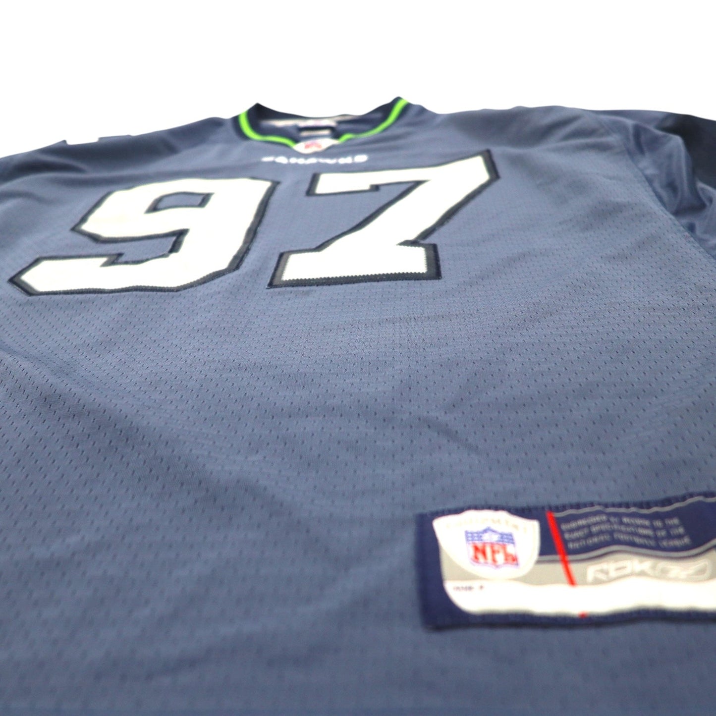 REEBOK ゲームシャツ L ネイビー ポリエステル ナンバリング NFL SEATTLE SEAHAWKS フットボール ユニフォーム
