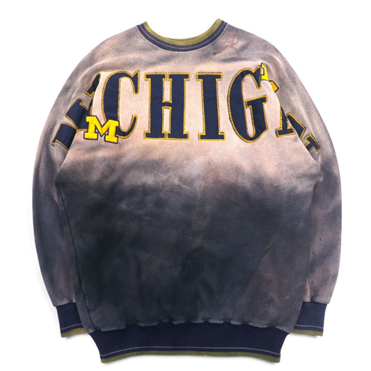 USA製 LEGENDS ATHLETIC タイダイ カレッジ スウェット L ブリーチ加工 裏起毛 MICHIGAN ミシガン