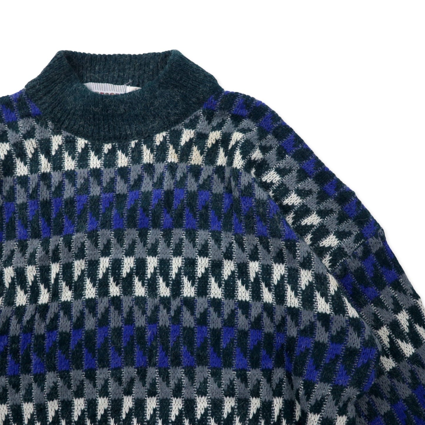 McGREGOR 80年代 ボトルネック ローゲージ ニット セーター L グレー アクリル 総柄