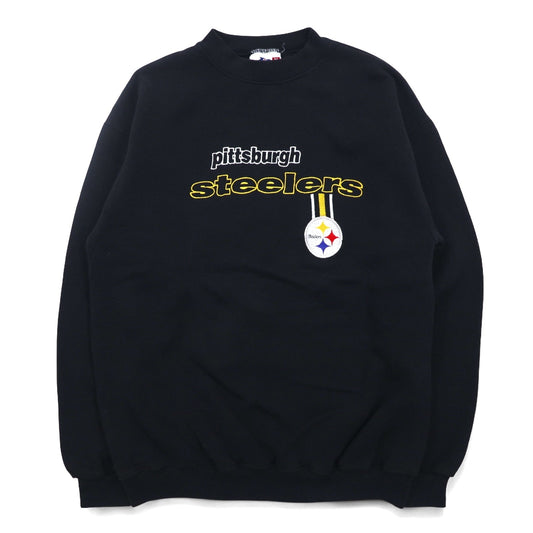 LOGO ATHLETIC 90年代 NFL 刺繍 スウェット M ブラック PITTSBURGH STEELERS メキシコ製