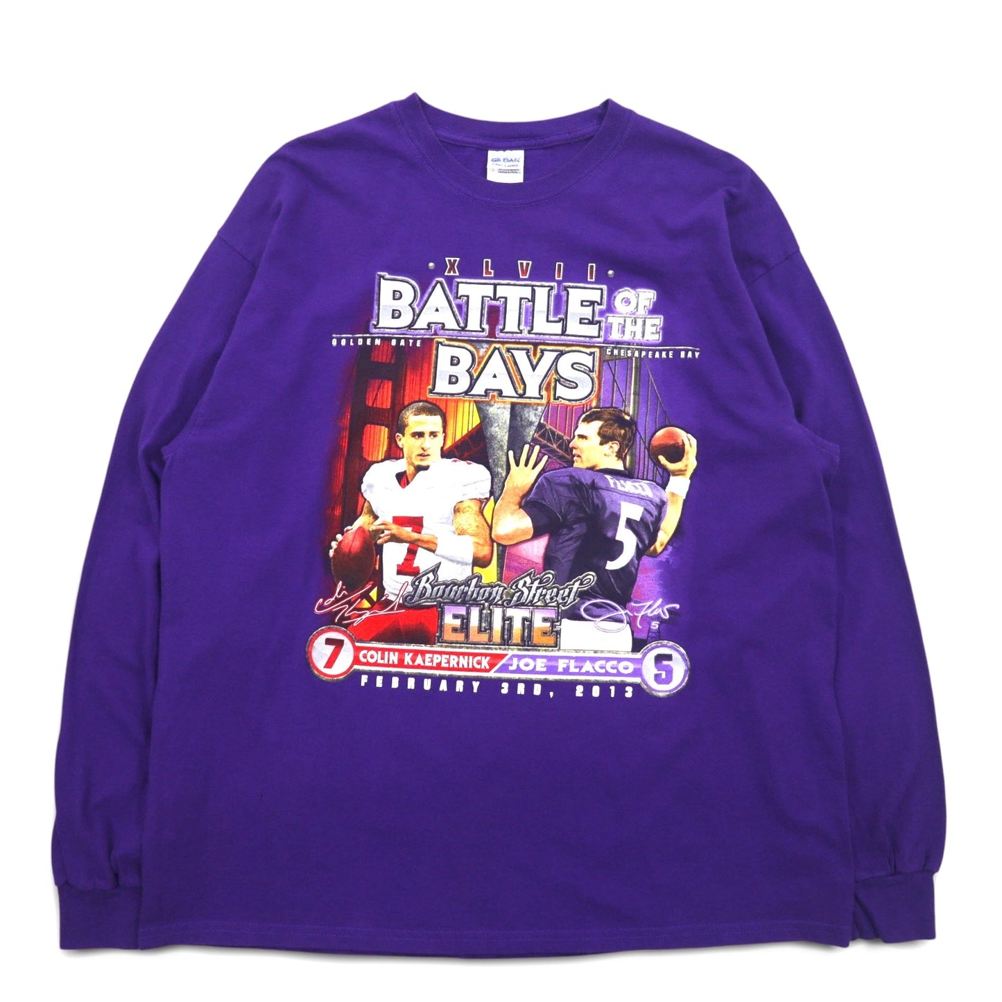 GILDAN ロングスリーブTシャツ ロンT XL パープル コットン NFL BATTLE OF THE BAYS