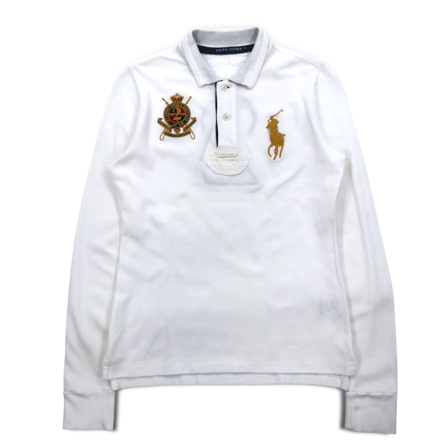RALPH LAUREN ビッグポニー ラガーシャツ L ホワイト ナンバリング R.L COUNTRY RIDERS & JOCKEY CLUB