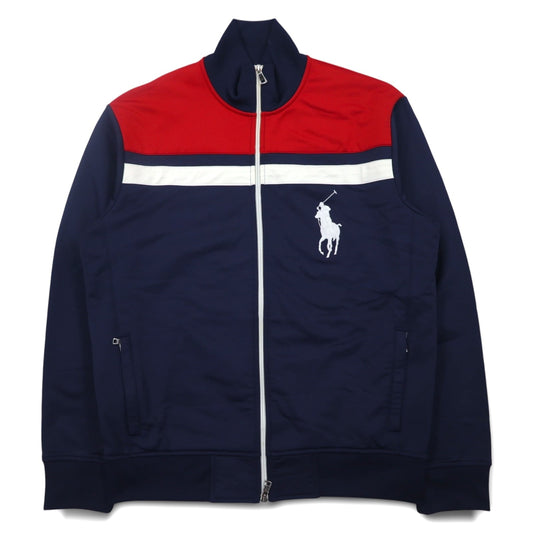 Polo by Ralph Lauren ビッグポニー トラックジャケット ジャージ M ネイビー トリコロール ダブルジップ