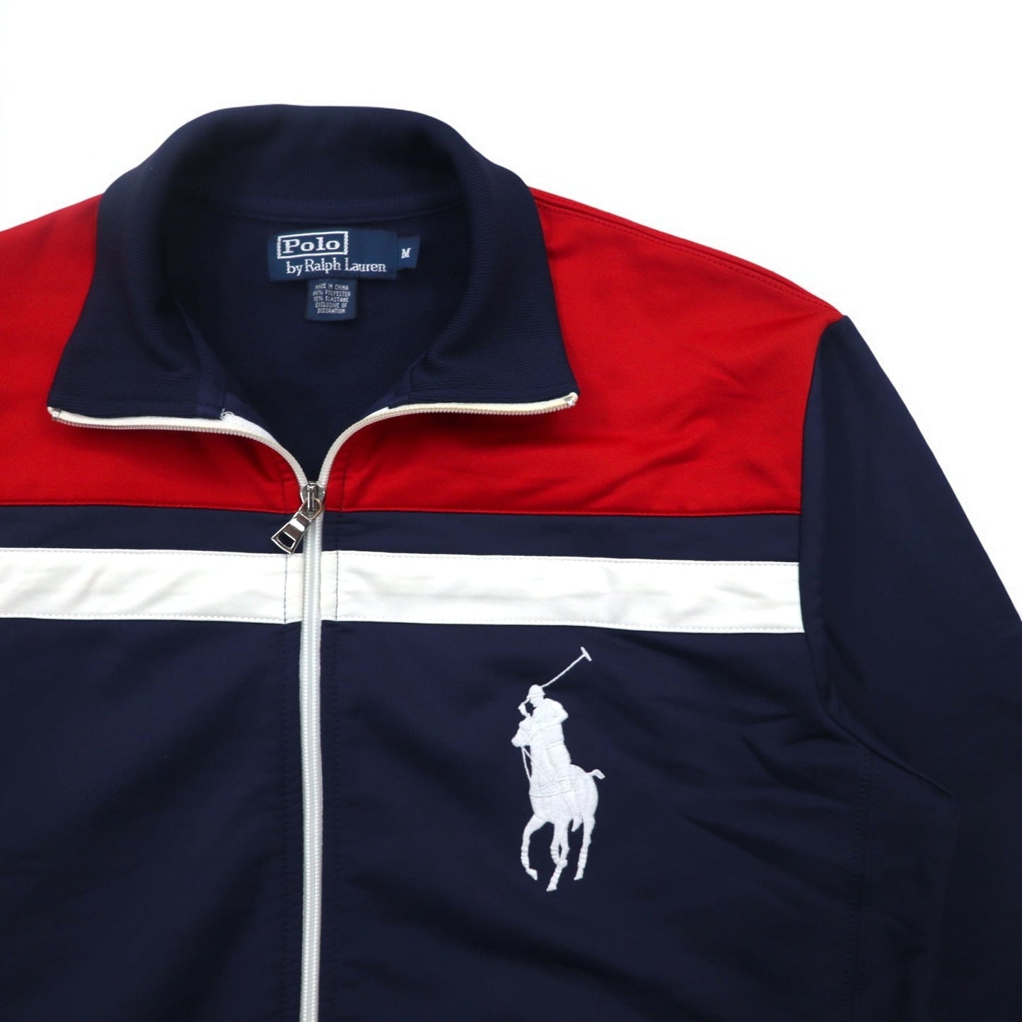 Polo by Ralph Lauren ビッグポニー トラックジャケット ジャージ M ネイビー トリコロール ダブルジップ