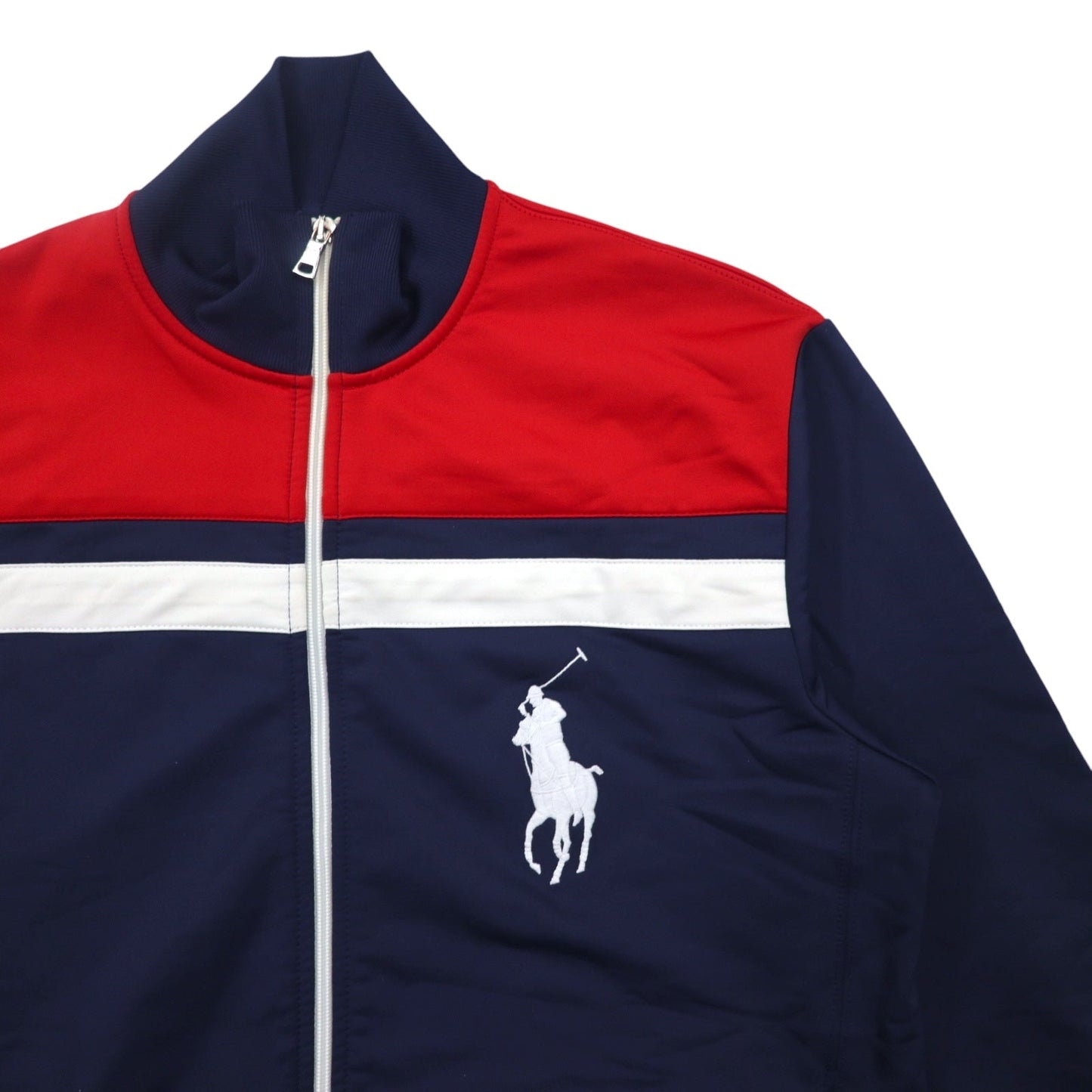 Polo by Ralph Lauren ビッグポニー トラックジャケット ジャージ M ネイビー トリコロール ダブルジップ