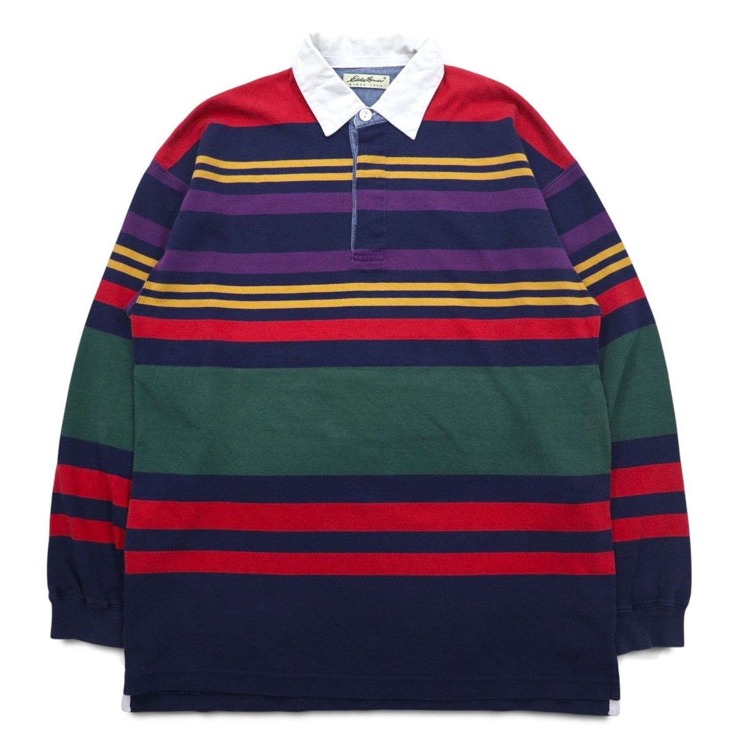 Eddie Bauer 90年代 ラガーシャツ XL マルチボーダー コットン