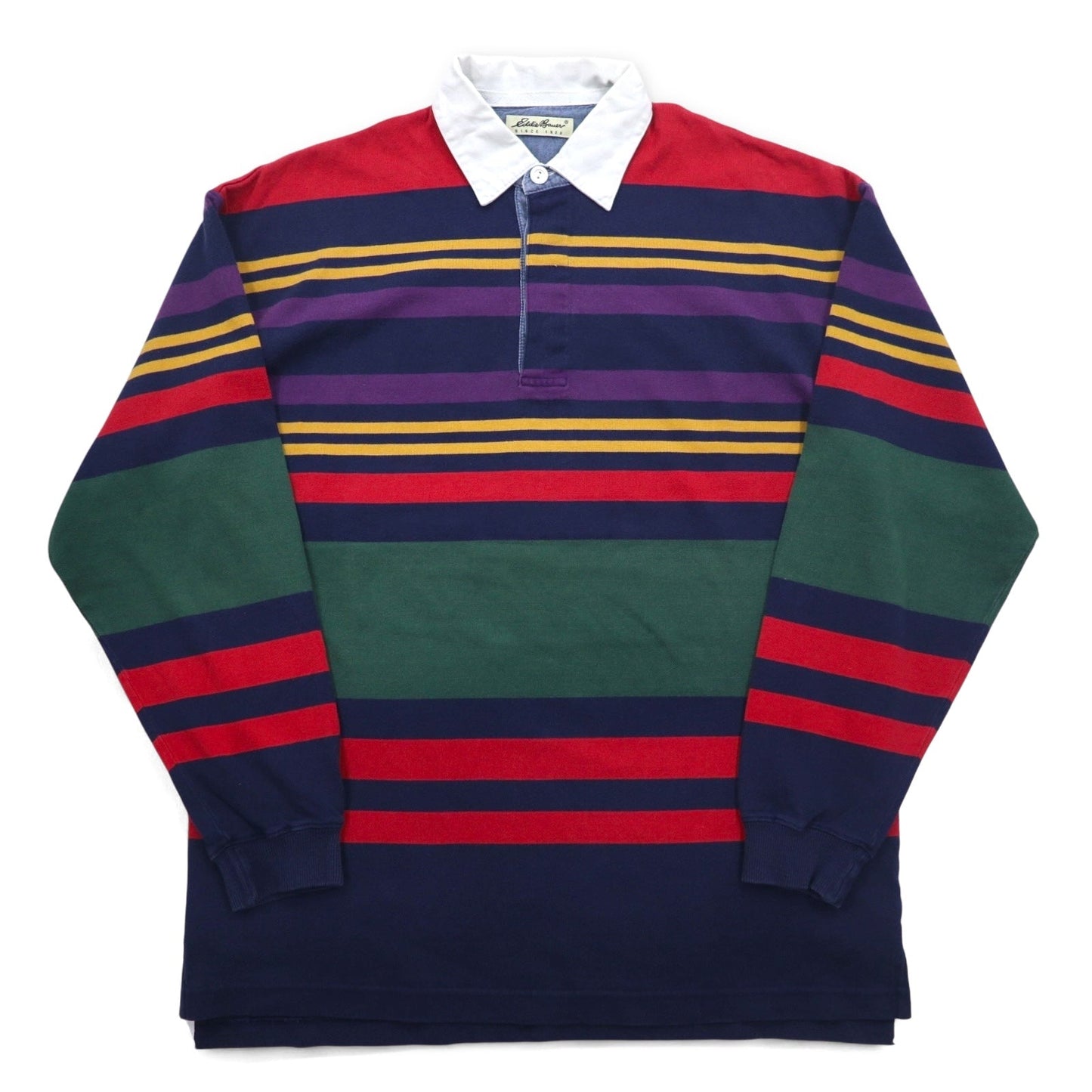 Eddie Bauer 90年代 ラガーシャツ XL マルチボーダー コットン