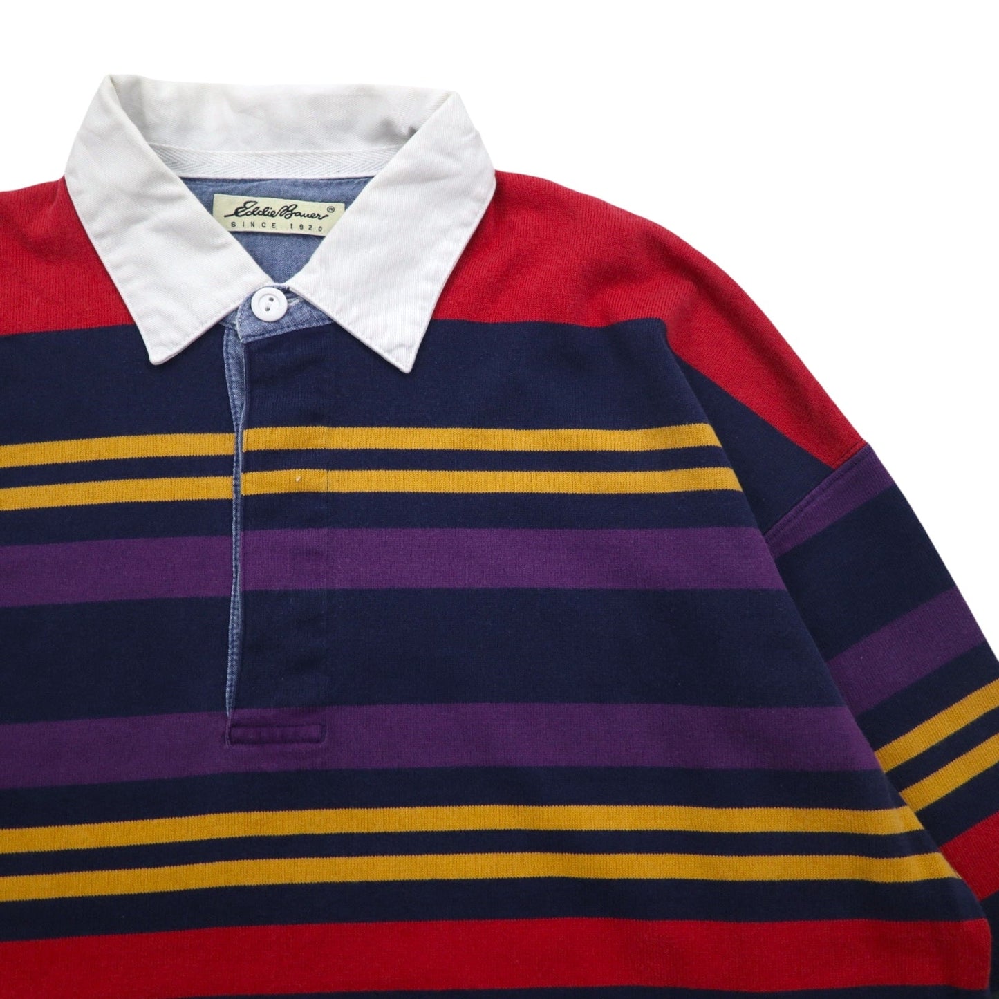 Eddie Bauer 90年代 ラガーシャツ XL マルチボーダー コットン
