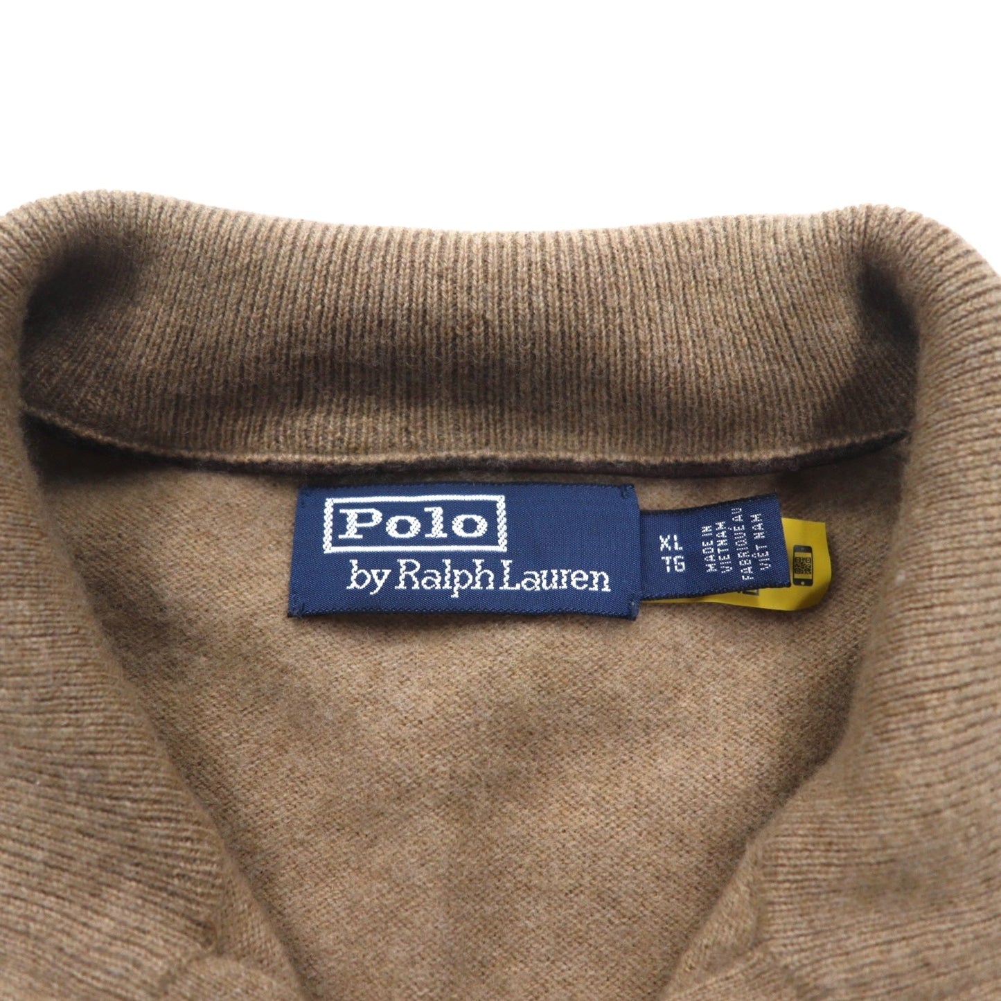 Polo by Ralph Lauren ハーフジップ ラムウール ニット セーター XL ベージュ 羊毛 スモールポニー刺繍