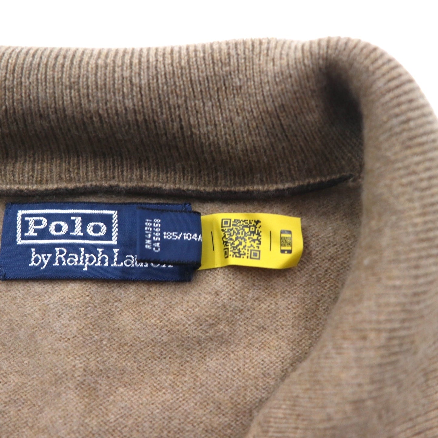 Polo by Ralph Lauren ハーフジップ ラムウール ニット セーター XL ベージュ 羊毛 スモールポニー刺繍