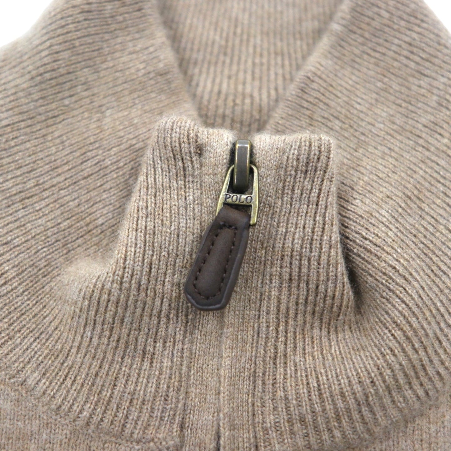 Polo by Ralph Lauren ハーフジップ ラムウール ニット セーター XL ベージュ 羊毛 スモールポニー刺繍