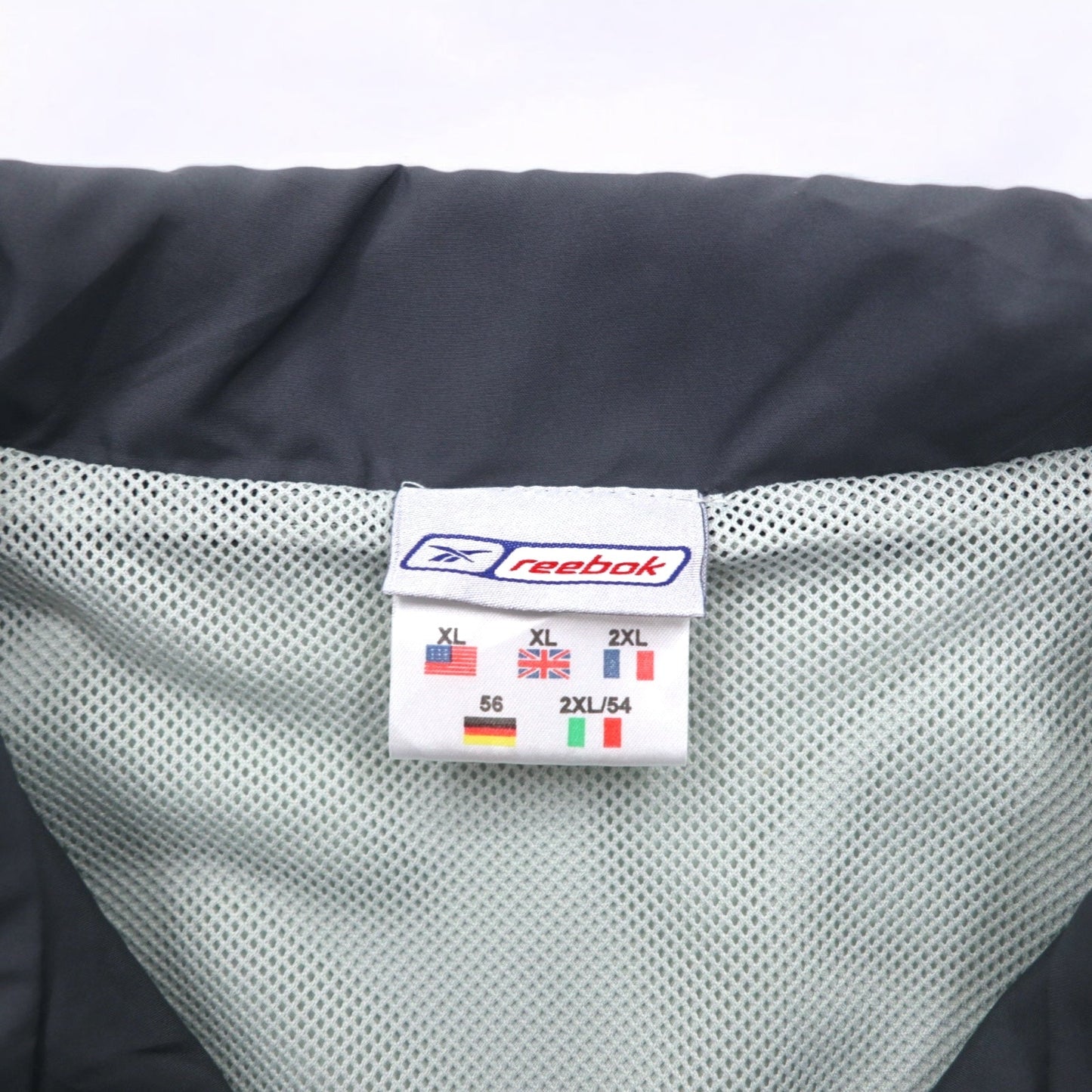 reebok 00年代 トラックジャケット ジャージ XL グレー メッシュライナー ワンポイントロゴ
