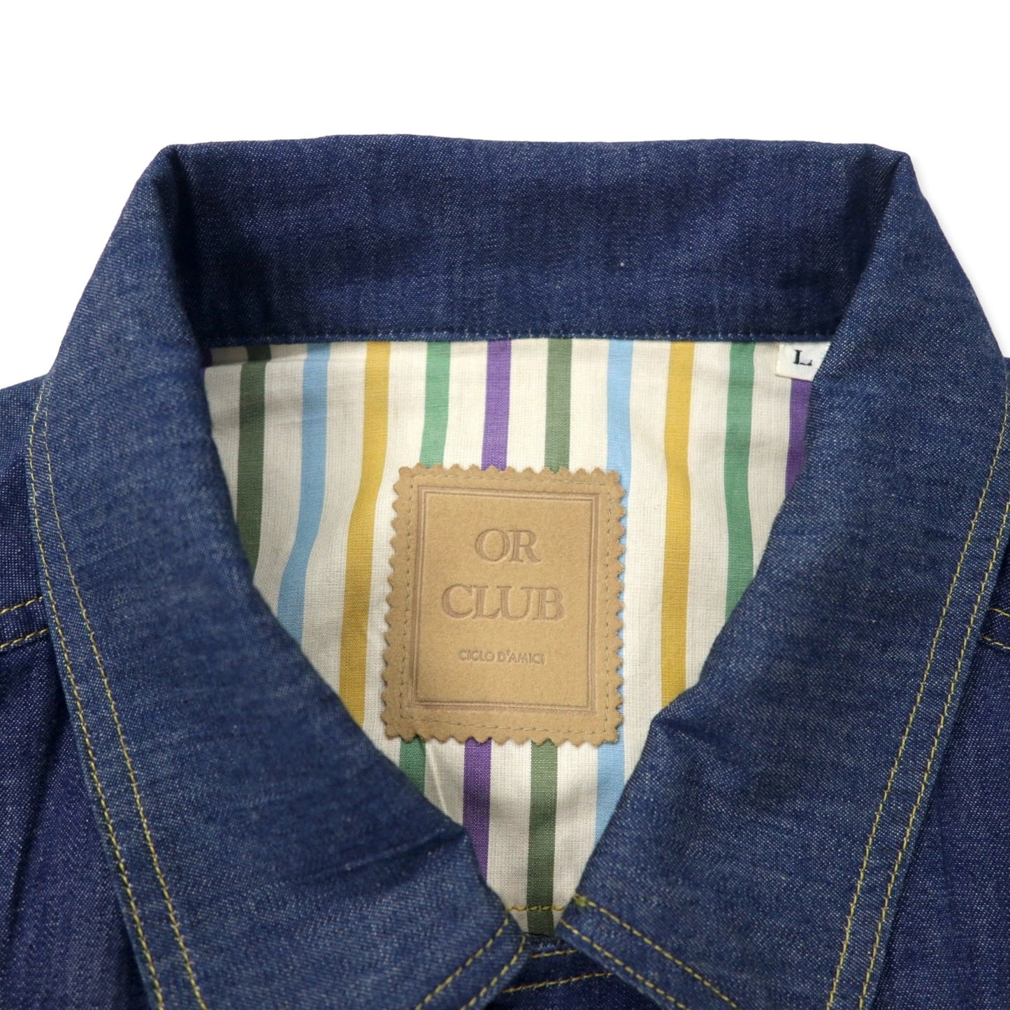 OR CLUB 80年代 デニム スウィングトップ ハリントンジャケット デニムジャケット L ブルー 濃紺 コットン レトロ 刺繍 日本製 未使用品