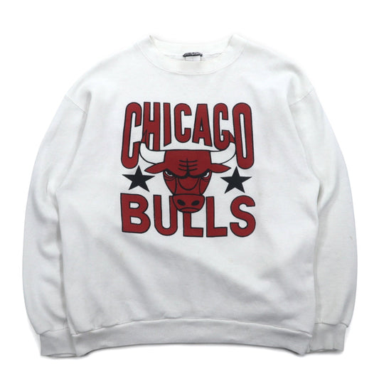 Vintage 90s USA Made Sweatshirt NBA CHICAGO BULLS 90年代 USA製 プリント スウェット L ホワイト シカゴブルズ