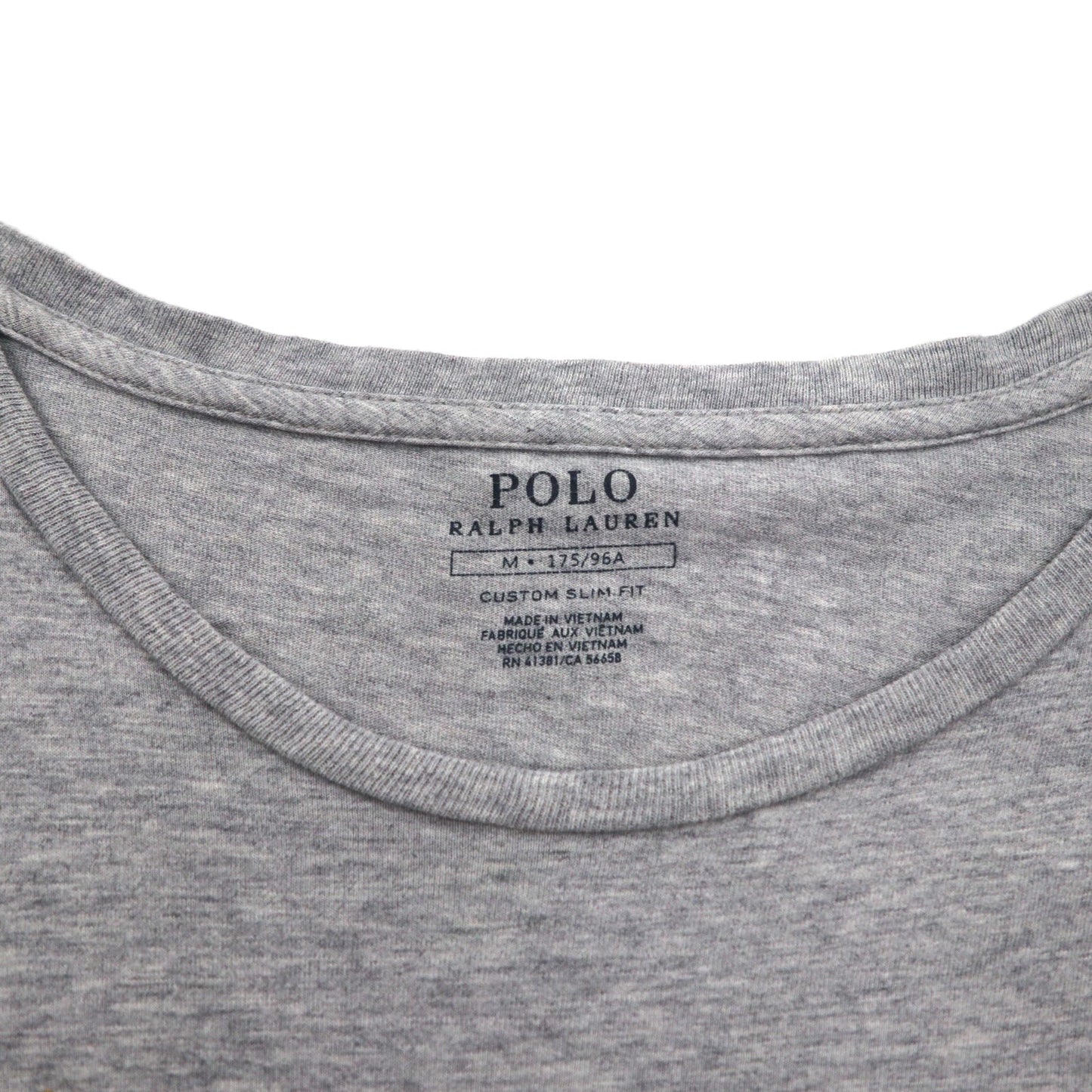 POLO RALPH LAUREN ロゴ刺繍Tシャツ M グレー コットン 星条旗 USA スモールポニー刺繍