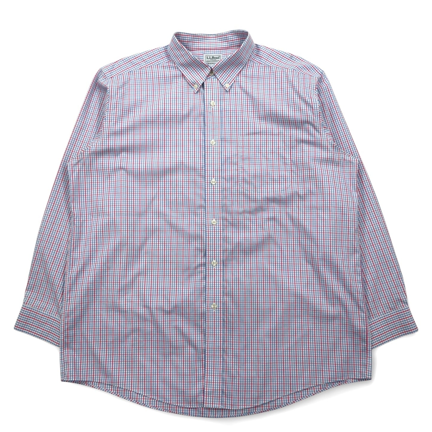L.L.Bean オックスフォード ボタンダウンシャツ XL ブルー トリコロール チェック ビッグサイズ 形態安定 262253