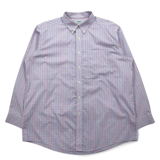 L.L.Bean オックスフォード ボタンダウンシャツ XL ブルー トリコロール チェック ビッグサイズ 形態安定 262253