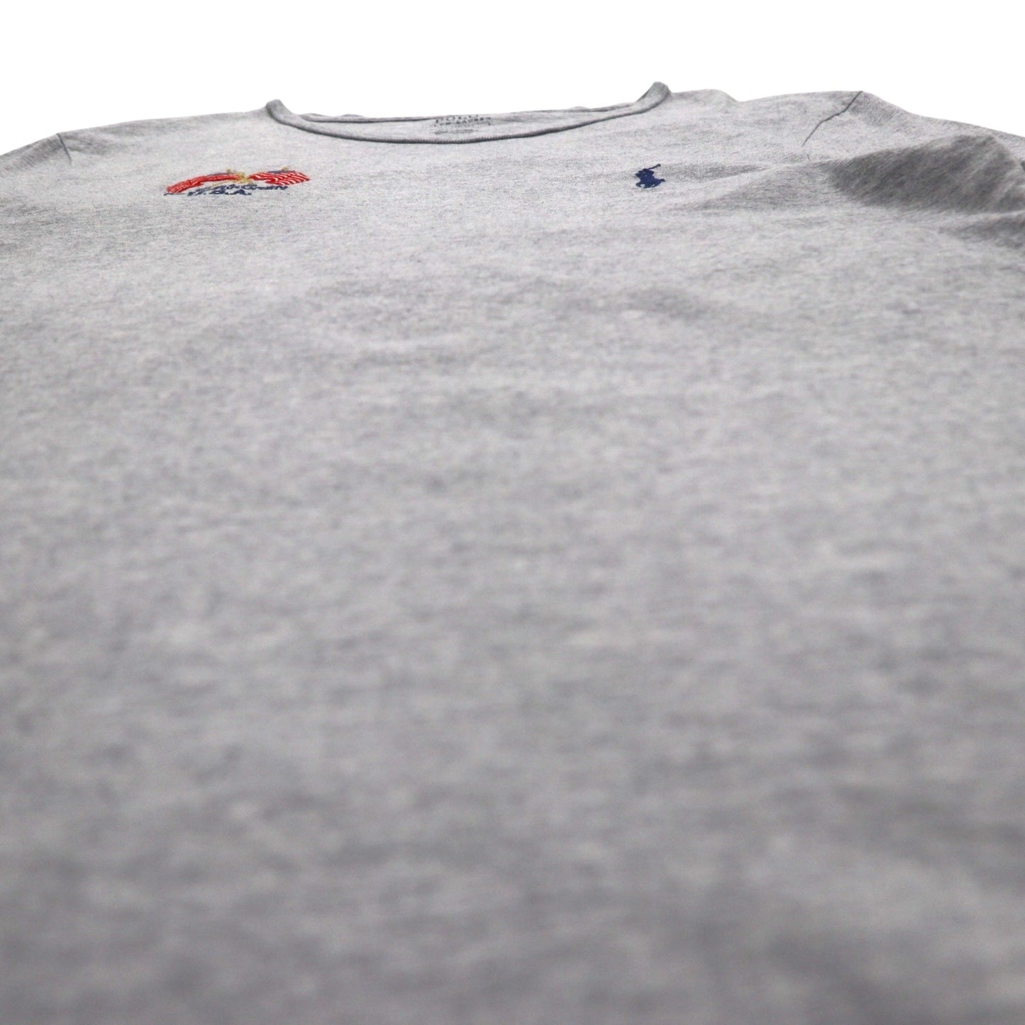 POLO RALPH LAUREN ロゴ刺繍Tシャツ M グレー コットン 星条旗 USA スモールポニー刺繍