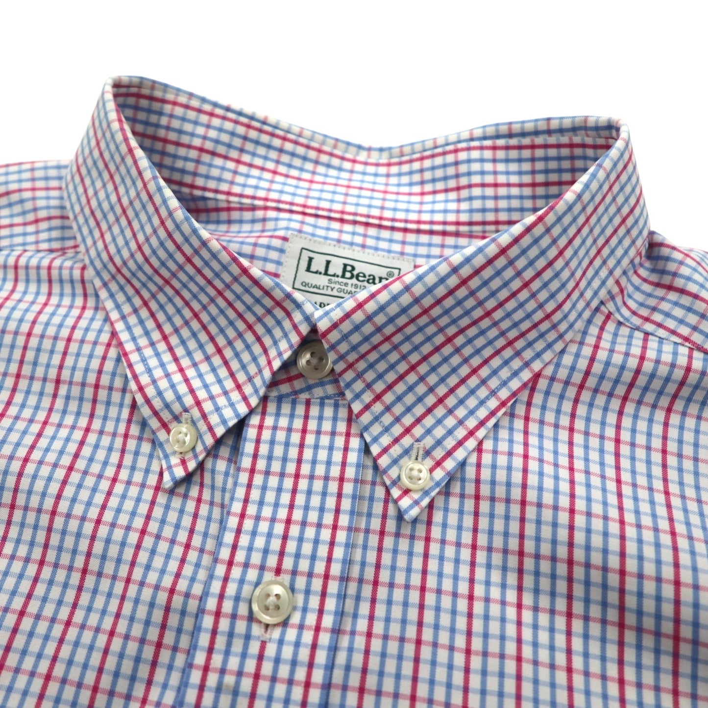 L.L.Bean オックスフォード ボタンダウンシャツ XL ブルー トリコロール チェック ビッグサイズ 形態安定 262253