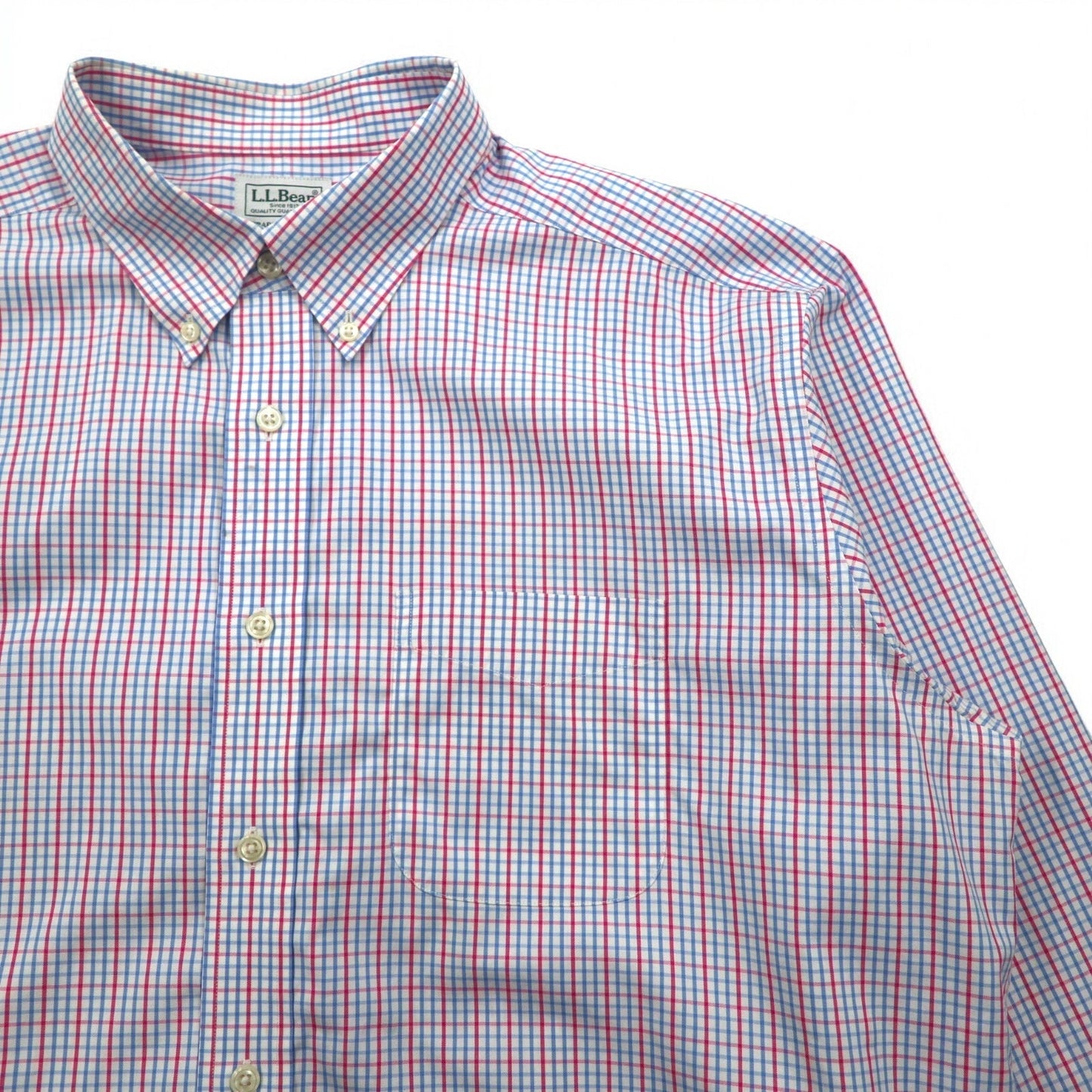 L.L.Bean オックスフォード ボタンダウンシャツ XL ブルー トリコロール チェック ビッグサイズ 形態安定 262253