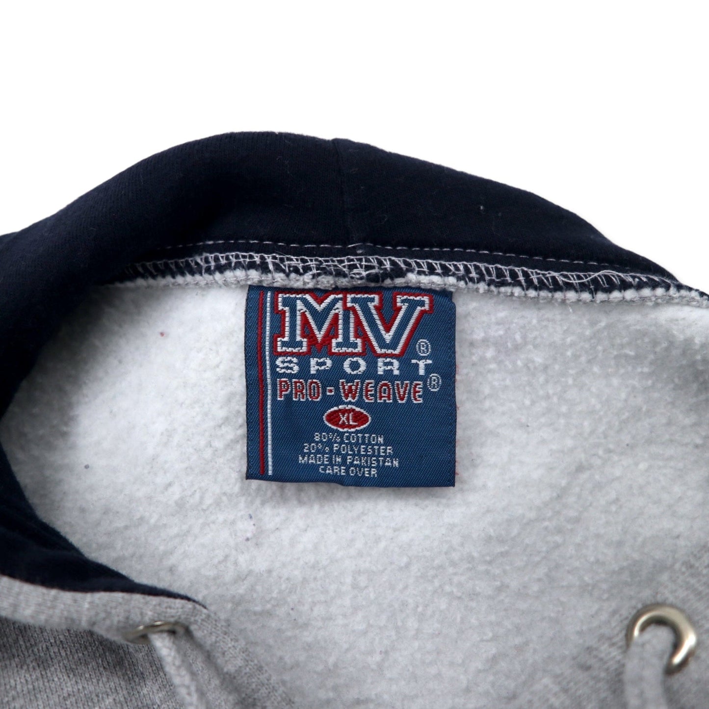 MV SPORT 90年代 リバースウィーブ パーカー XL グレー コットン 裏起毛 パキ綿 BIG BAY MICHIGAN カレッジプリント PRO-WEAVE ビッグサイズ